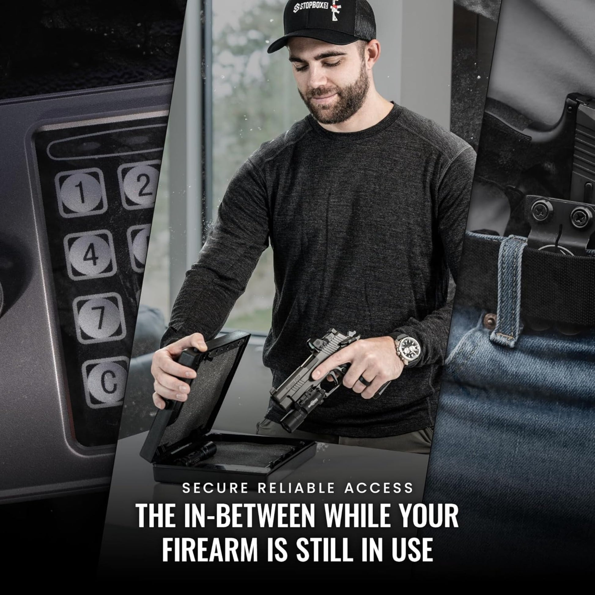 StopBox Compact Mechanical Gun Safe - Portable Travel | No Batteries - Ungunn