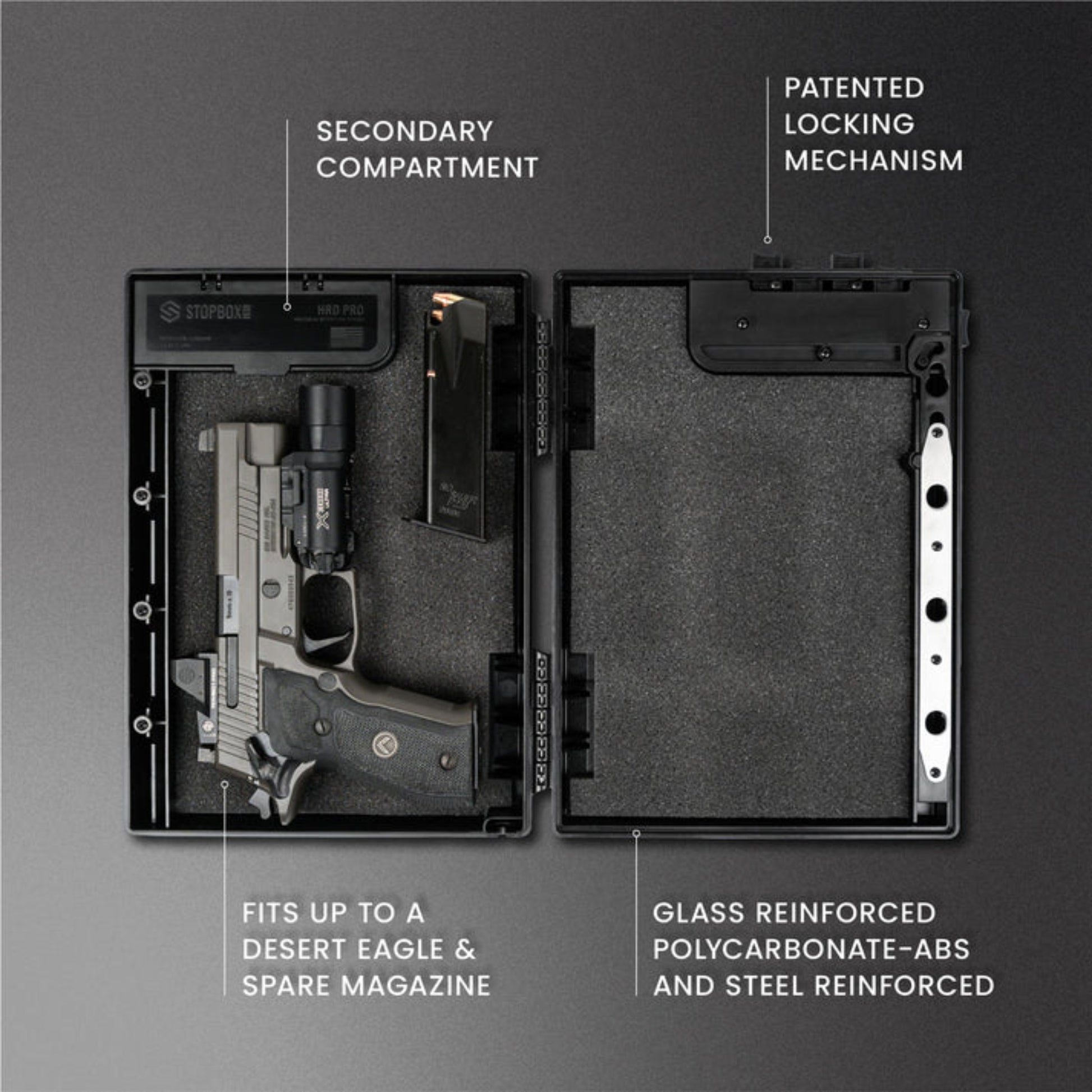 StopBox Compact Mechanical Gun Safe - Portable Travel | No Batteries - Ungunn