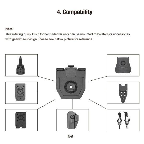 Snap to Click Quick Install Mount Rotating Duty Belt and Molle Adapter - NAKESTORES